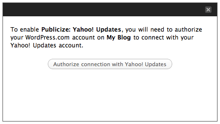 Publicize: Yahoo authorization message